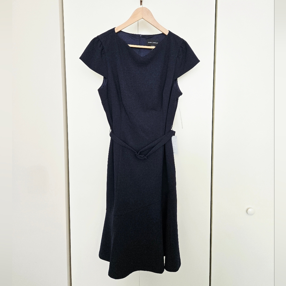 Donna Morgan Navy Belted Dress